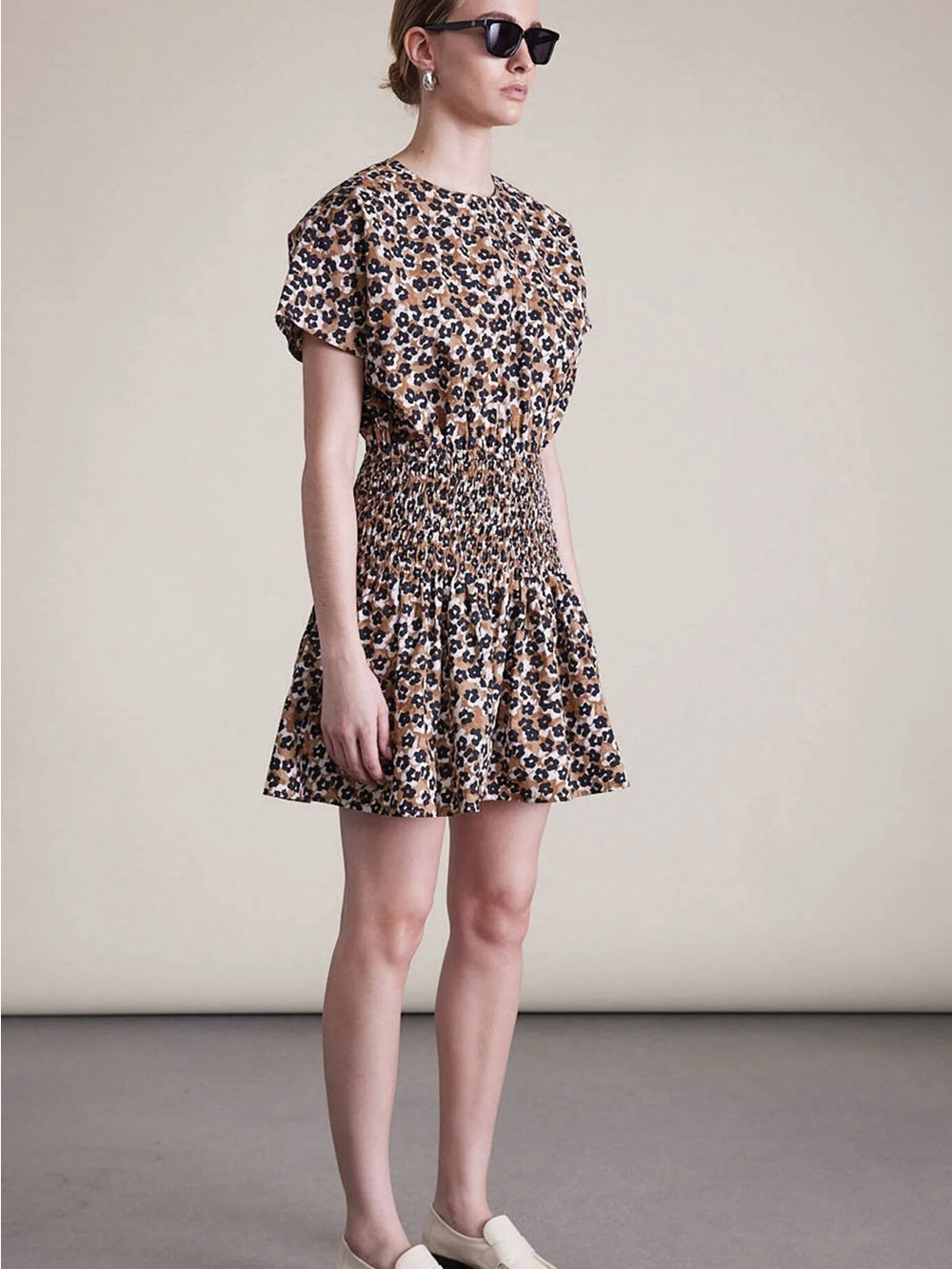 Apiece Apart Mana Mini Dress in Leopard Bouquet Size M - Picture 3 of 4